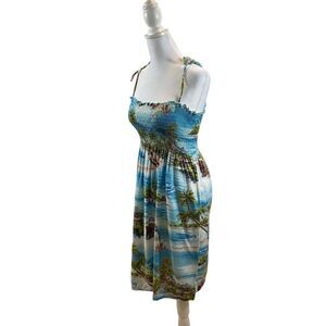 Ladies Puanani brand‎ Hawaiian Print Dress with Tie Straps MADE IN HAWAII Medium
